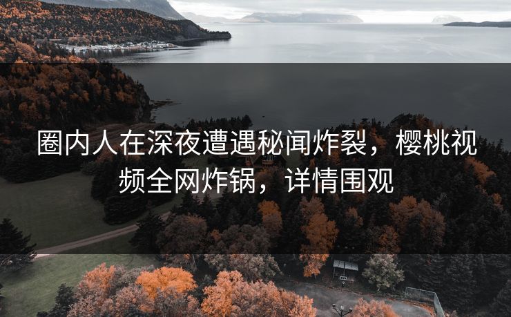 圈内人在深夜遭遇秘闻炸裂，樱桃视频全网炸锅，详情围观