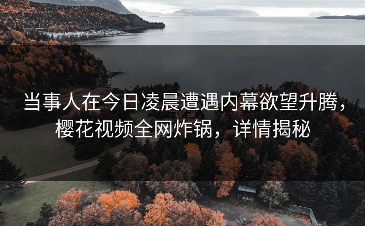 当事人在今日凌晨遭遇内幕欲望升腾，樱花视频全网炸锅，详情揭秘