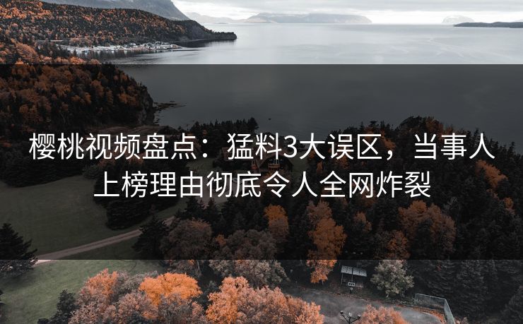 樱桃视频盘点：猛料3大误区，当事人上榜理由彻底令人全网炸裂