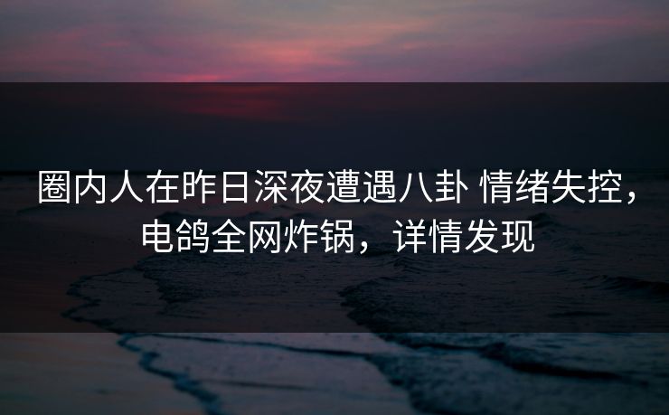 圈内人在昨日深夜遭遇八卦 情绪失控，电鸽全网炸锅，详情发现